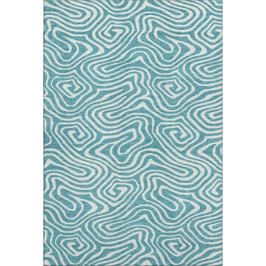 Piper Looms Mayfield Swirls AMF1020 Teal Machine Washable Area Rug main image