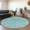 Piper Looms Mayfield Swirls AMF1020 Teal Machine Washable Area Rug Round Lifestyle Image Feature
