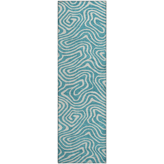Piper Looms Mayfield Swirls AMF1020 Teal Machine Washable Area Rug Runner Main Image