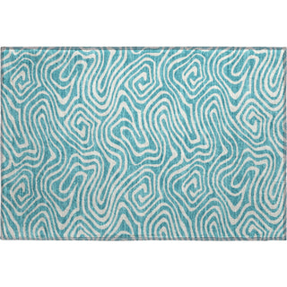 Piper Looms Mayfield Swirls AMF1020 Teal Machine Washable Area Rug Scatter Main Image