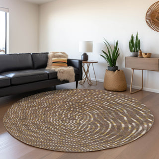 Piper Looms Mayfield Circles AMF1021 Brown Machine Washable Area Rug Round Lifestyle Image Feature