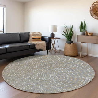 Piper Looms Mayfield Circles AMF1021 Gray Machine Washable Area Rug Round Lifestyle Image Feature