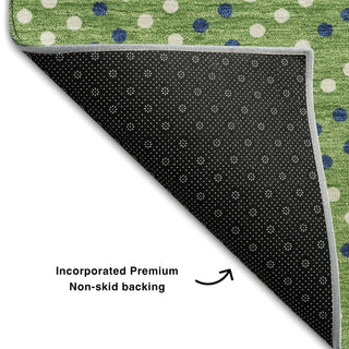 Piper Looms Mayfield Circles AMF1021 Green Machine Washable Area Rug Backing Image