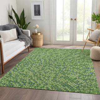 Piper Looms Mayfield Circles AMF1021 Green Machine Washable Area Rug Lifestyle Image Feature