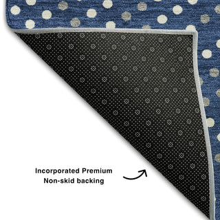 Piper Looms Mayfield Circles AMF1021 Navy Machine Washable Area Rug Backing Image