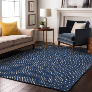 Piper Looms Mayfield Circles AMF1021 Navy Machine Washable Area Rug Lifestyle Image Feature