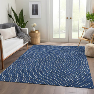 Piper Looms Mayfield Circles AMF1021 Navy Machine Washable Area Rug Lifestyle Image Feature