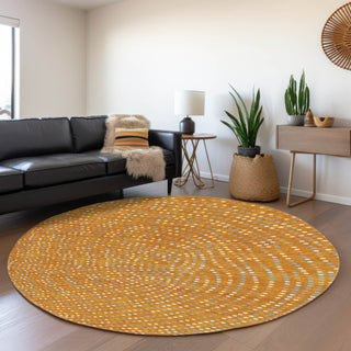 Piper Looms Mayfield Circles AMF1021 Orange Machine Washable Area Rug Round Lifestyle Image Feature