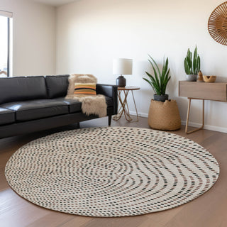 Piper Looms Mayfield Circles AMF1021 Taupe Machine Washable Area Rug Round Lifestyle Image Feature