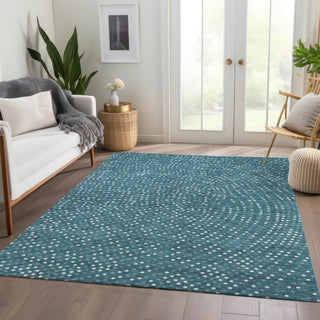Piper Looms Mayfield Circles AMF1021 Teal Machine Washable Area Rug Lifestyle Image Feature