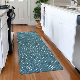 Piper Looms Mayfield Circles AMF1021 Teal Machine Washable Area Rug Runner Lifestyle Image Feature