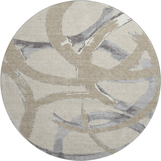 Piper Looms Mayfield Circles AMF1022 Beige Machine Washable Area Rug Round Main Image