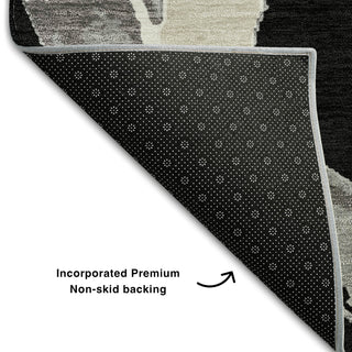 Piper Looms Mayfield Circles AMF1022 Black Machine Washable Area Rug Backing Image