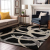 Piper Looms Mayfield Circles AMF1022 Black Machine Washable Area Rug Lifestyle Image Feature