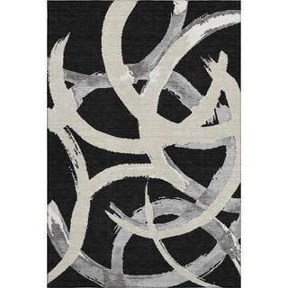 Piper Looms Mayfield Circles AMF1022 Black Machine Washable Area Rug main image