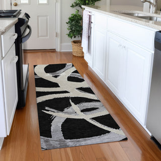 Piper Looms Mayfield Circles AMF1022 Black Machine Washable Area Rug Runner Lifestyle Image Feature