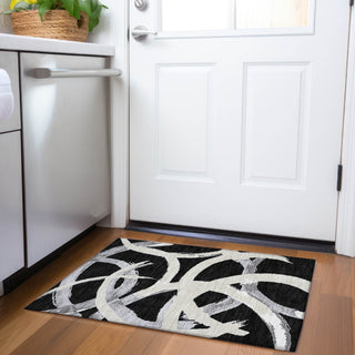 Piper Looms Mayfield Circles AMF1022 Black Machine Washable Area Rug Scatter Lifestyle Image Feature