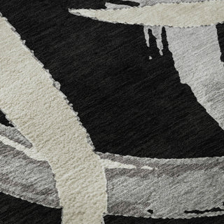 Piper Looms Mayfield Circles AMF1022 Black Machine Washable Area Rug Swatch Image