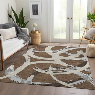 Piper Looms Mayfield Circles AMF1022 Brown Machine Washable Area Rug Lifestyle Image Feature