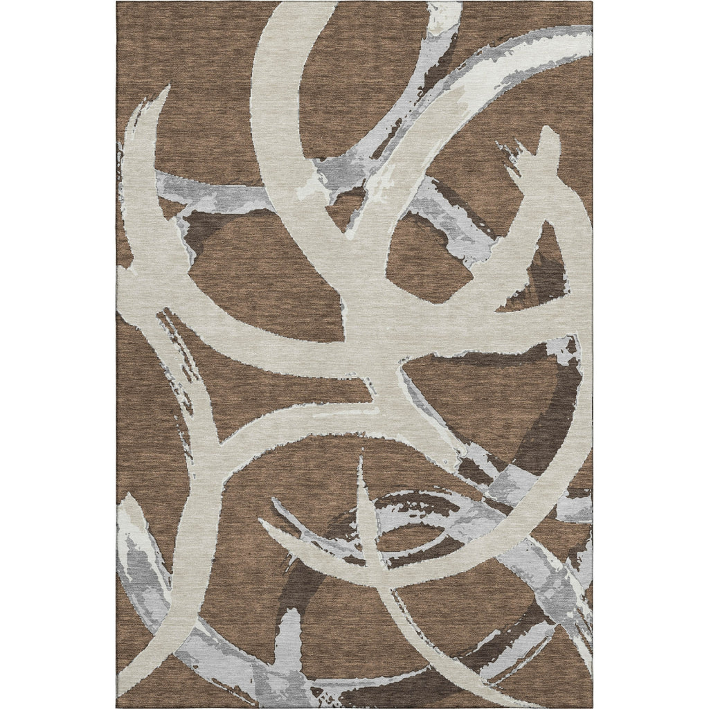 Piper Looms Mayfield Circles AMF1022 Brown Machine Washable Area Rug main image