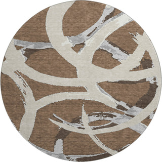Piper Looms Mayfield Circles AMF1022 Brown Machine Washable Area Rug Round Main Image