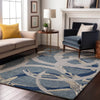 Piper Looms Mayfield Circles AMF1022 Denim Machine Washable Area Rug Lifestyle Image Feature