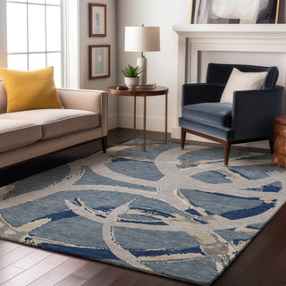 Piper Looms Mayfield Circles AMF1022 Denim Machine Washable Area Rug Lifestyle Image Feature
