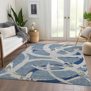 Piper Looms Mayfield Circles AMF1022 Denim Machine Washable Area Rug Lifestyle Image Feature