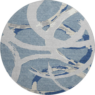 Piper Looms Mayfield Circles AMF1022 Denim Machine Washable Area Rug Round Main Image
