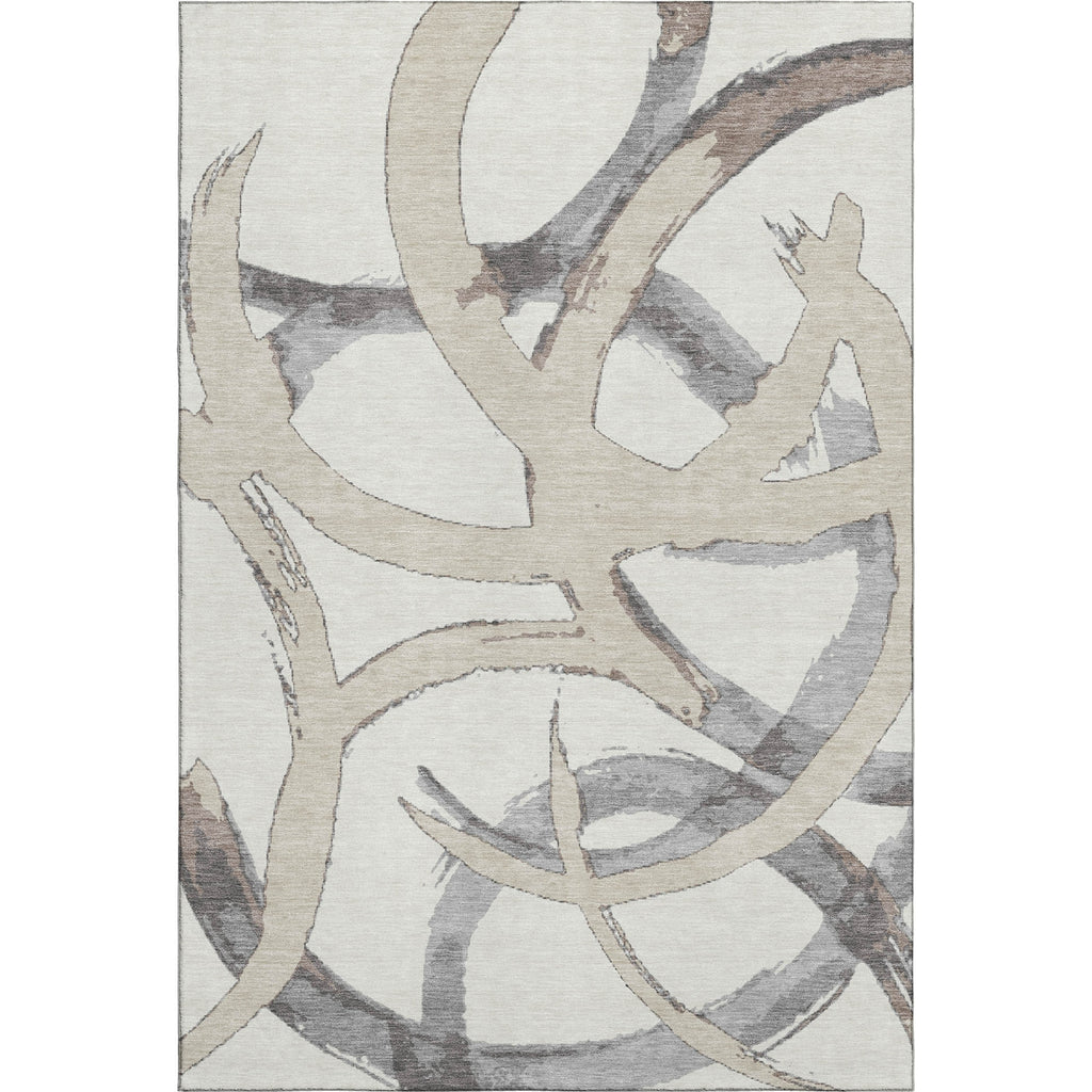 Piper Looms Mayfield Circles AMF1022 Ivory Machine Washable Area Rug main image
