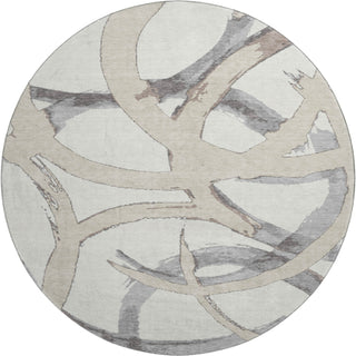 Piper Looms Mayfield Circles AMF1022 Ivory Machine Washable Area Rug Round Main Image