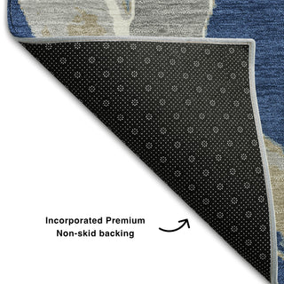 Piper Looms Mayfield Circles AMF1022 Navy Machine Washable Area Rug Backing Image