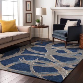 Piper Looms Mayfield Circles AMF1022 Navy Machine Washable Area Rug Lifestyle Image Feature