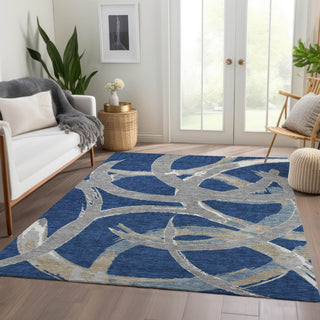 Piper Looms Mayfield Circles AMF1022 Navy Machine Washable Area Rug Lifestyle Image Feature