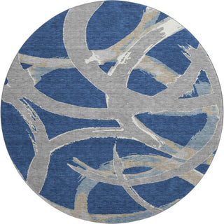 Piper Looms Mayfield Circles AMF1022 Navy Machine Washable Area Rug Round Main Image