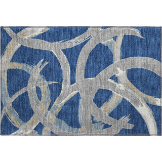 Piper Looms Mayfield Circles AMF1022 Navy Machine Washable Area Rug Scatter Main Image