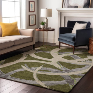 Piper Looms Mayfield Circles AMF1022 Olive Machine Washable Area Rug Lifestyle Image Feature