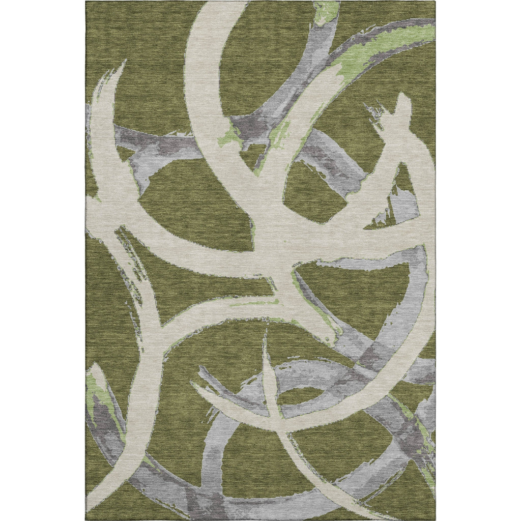 Piper Looms Mayfield Circles AMF1022 Olive Machine Washable Area Rug main image