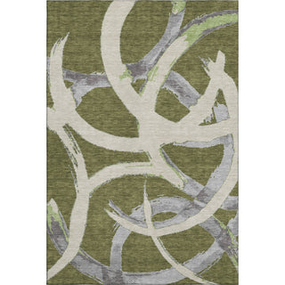 Piper Looms Mayfield Circles AMF1022 Olive Machine Washable Area Rug main image
