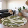 Piper Looms Mayfield Circles AMF1022 Olive Machine Washable Area Rug Round Lifestyle Image Feature