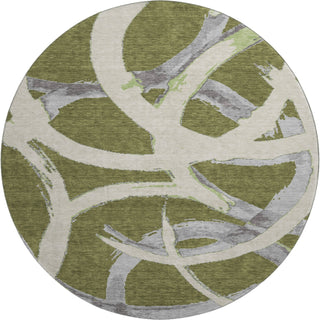 Piper Looms Mayfield Circles AMF1022 Olive Machine Washable Area Rug Round Main Image