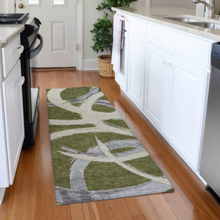 Piper Looms Mayfield Circles AMF1022 Olive Machine Washable Area Rug Runner Lifestyle Image Feature