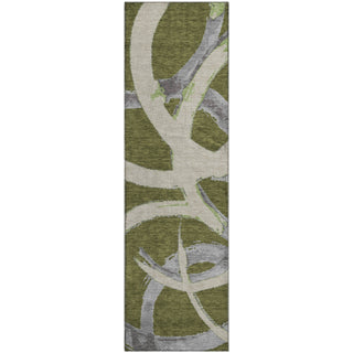 Piper Looms Mayfield Circles AMF1022 Olive Machine Washable Area Rug Runner Main Image