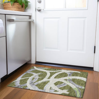 Piper Looms Mayfield Circles AMF1022 Olive Machine Washable Area Rug Scatter Lifestyle Image Feature