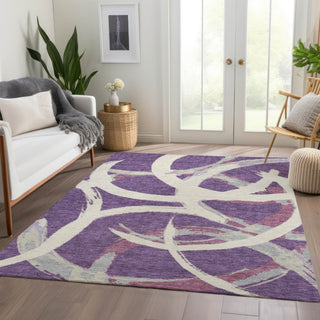 Piper Looms Mayfield Circles AMF1022 Purple Machine Washable Area Rug Lifestyle Image Feature