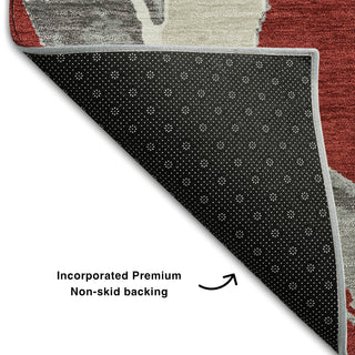 Piper Looms Mayfield Circles AMF1022 Red Machine Washable Area Rug Backing Image