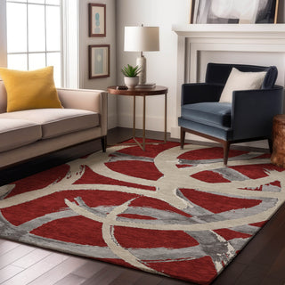 Piper Looms Mayfield Circles AMF1022 Red Machine Washable Area Rug Lifestyle Image Feature