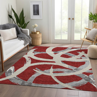 Piper Looms Mayfield Circles AMF1022 Red Machine Washable Area Rug Lifestyle Image Feature