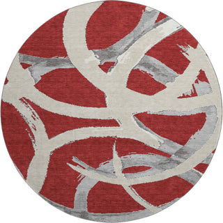 Piper Looms Mayfield Circles AMF1022 Red Machine Washable Area Rug Round Main Image