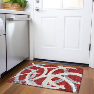 Piper Looms Mayfield Circles AMF1022 Red Machine Washable Area Rug Scatter Lifestyle Image Feature